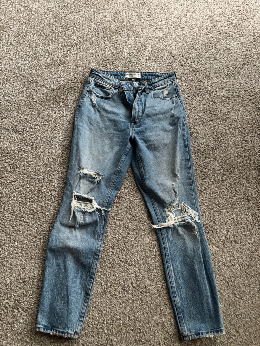 Abercrombie & Fitch Women's Skinny Ripped Light Blue Jeans